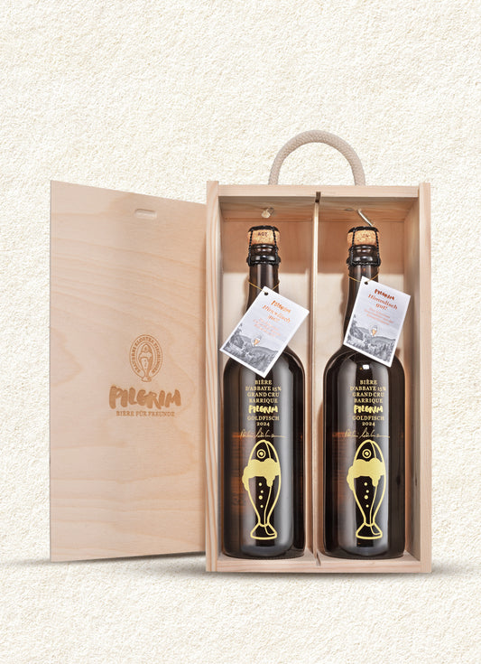 GOLDFISCH JAHRGANGSBIER 2024 LIMITED EDITION 15% im Geschenk-Kistli aus Holz